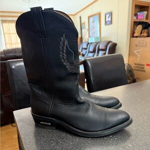 Harley Davidson Black Leather Western Cowboy Biker Boots size 11.5 Men's.